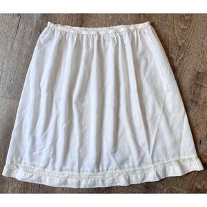 Vintage White 100% cotton half slip with lace trim size‎ L